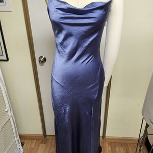 Elegant Blue Satin Dress